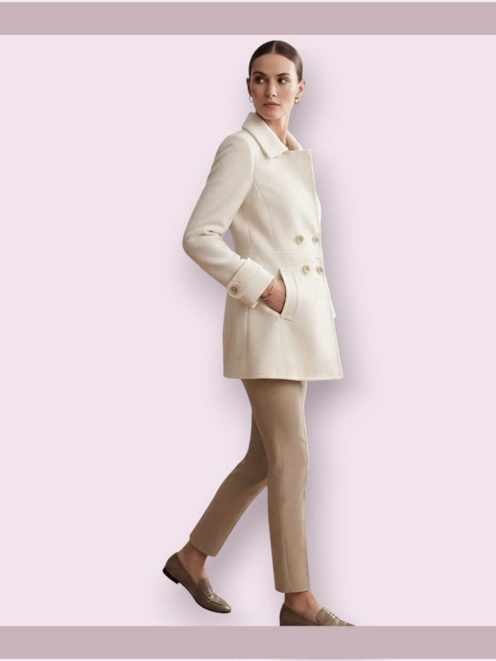 Vintage Banana Republic Double Breasted Ivory Peacoat